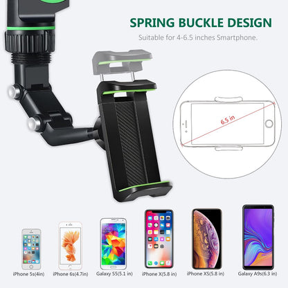 Rearview Mirror Phone Mount Holder, 360° Rotating, Multifunctional, Universal for All Smartphones, Car Phone Holder
