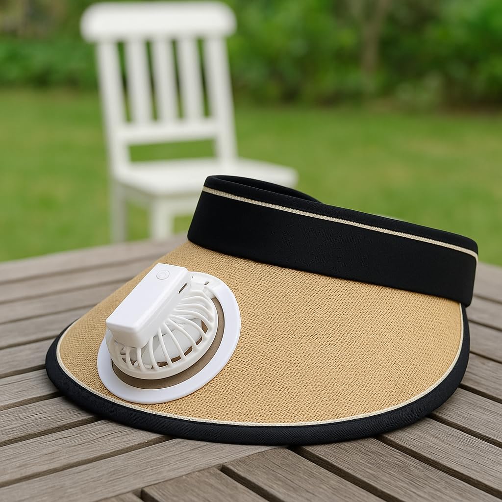 72 Pieces Sun Visor Hats with Built-in Fan (UPF 50+ Adjustable Cooling Fan Cap with 3 Temp Modes – Hands-Free Portable Visor Hat for Sun Protection – Outdoor Sports – Travel – Fishing - Ideal for Women)