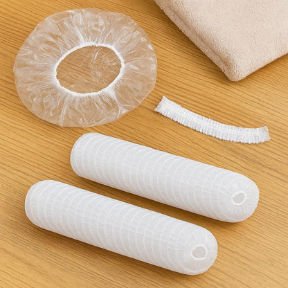100PCS Disposable Shower Caps, Larger & Thicker Waterproof Elastic Hair Bath Cap, Premium Quality for Spa, Salon, Home Use, Travel, Protects Hair from Water & Moisture