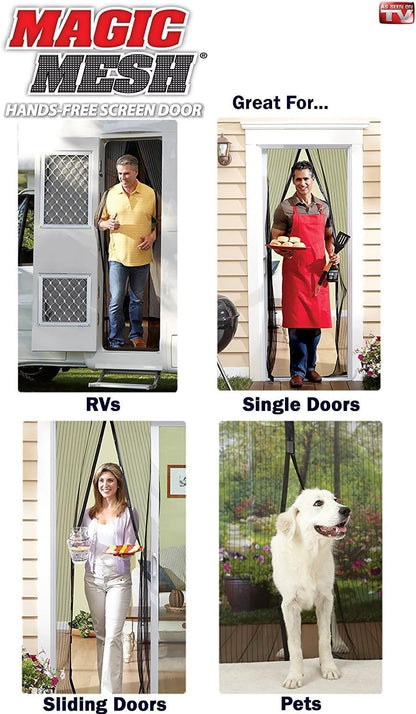 Magic Mesh Hands-Free Retractable Screen Door – Magnetic Closure, Easy Installation, Bug Protection, Fits Most Doors
