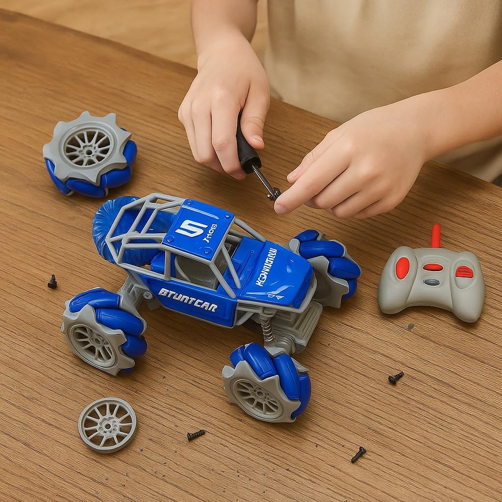 48 Pieces DIY Intelligent Remote Control Car Kits for Kids 6+ | Rechargeable Battery | Easy-to-Build STEM Toy
