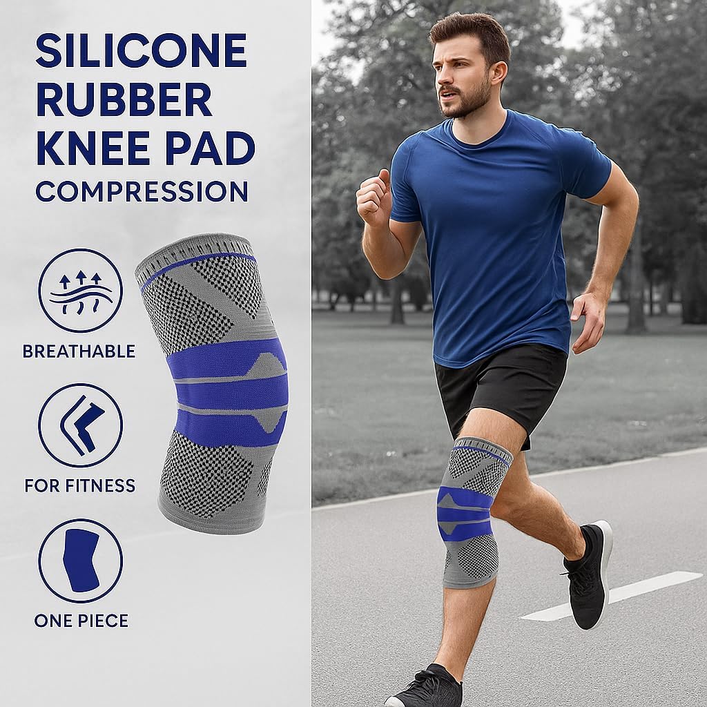 72 Pieces Silicone Rubber Knee Pads (Compression – For Fitness Running – One Piece)