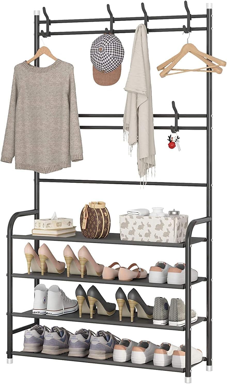 72 Pieces Standing Metal Coat Stand - Stylish Black Free-Standing Organizers for Coats (Jackets – Hats – and Umbrellas - Heavy Duty Durable Design for Home – Office – and Entryway Use)