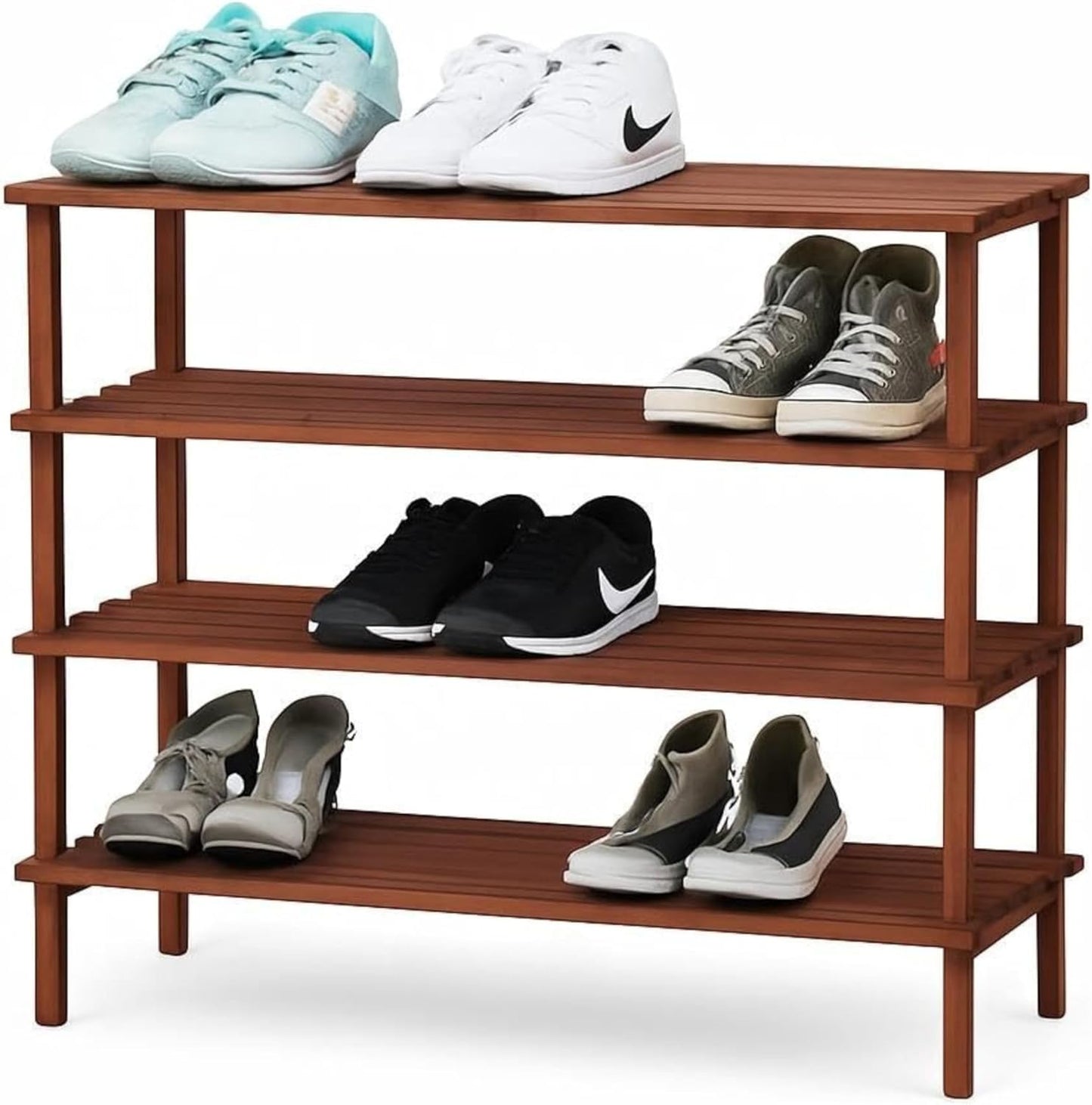 Wooden Shoe Rack 4 Layer, 74x26x67cm, Coffee Brown