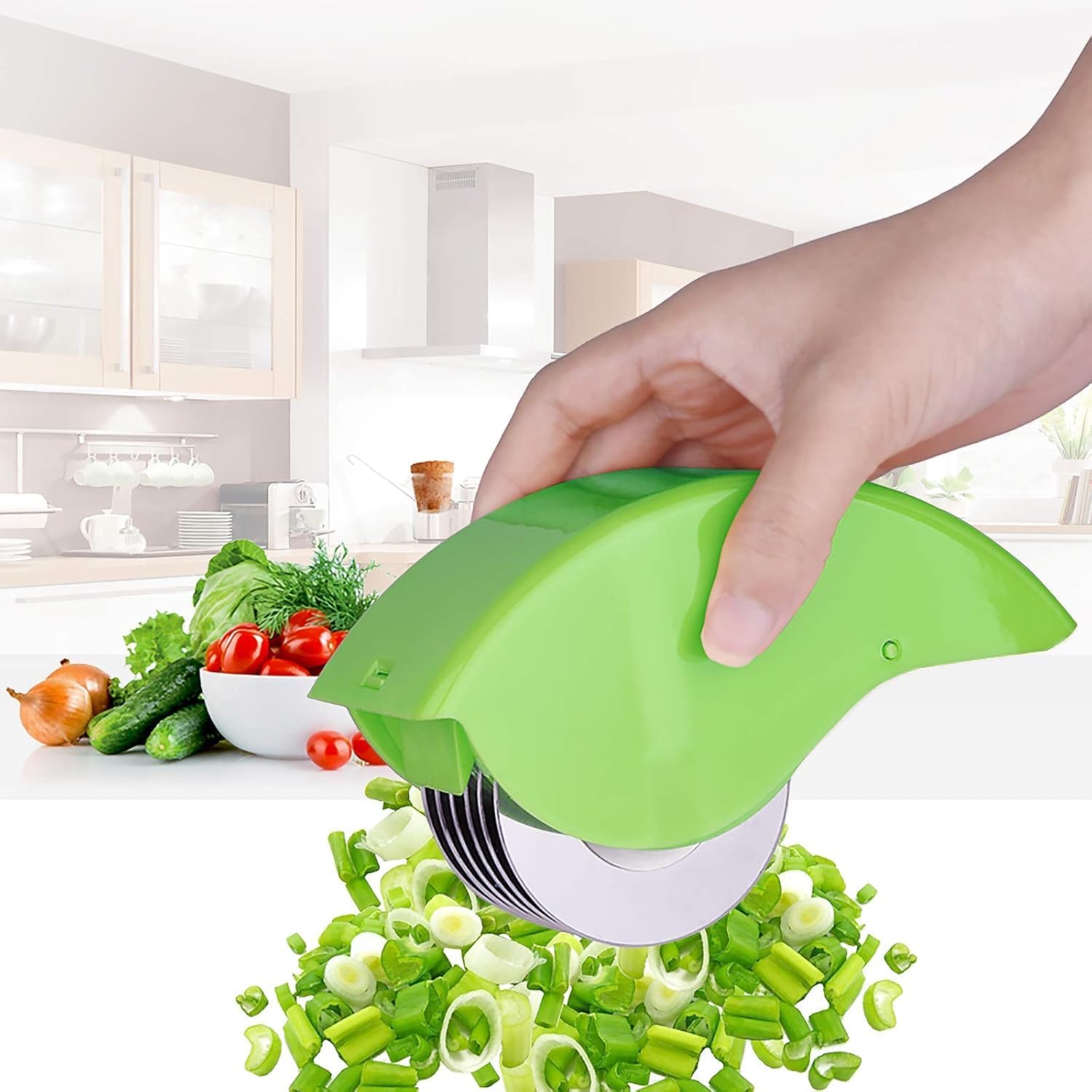 120 Pieces Herb Grinders with Roller (6 Stainless Steel Blades for Efficient Herb and Vegetable Cutting – Manual Hand Scallion – Mint – and Vegetable Mincer for Safe and Easy Use)