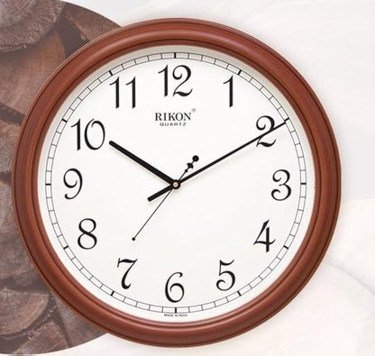 Simple Wall Clock with 25cm Wooden Finish Frame | Minimalist Design for Home and Office | Silent Non-Ticking Quartz Movement | Easy-to-Read Dial | Perfect for Living Room, Kitchen, Bedroom