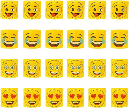 Mini Slinky Emoji Silly Faces Springs Toy – 24 Pack, Fun Party Bag Filler, Ideal for Kids' Birthday Party, Stocking Stuffer, Classroom Rewards, and Carnival Prizes