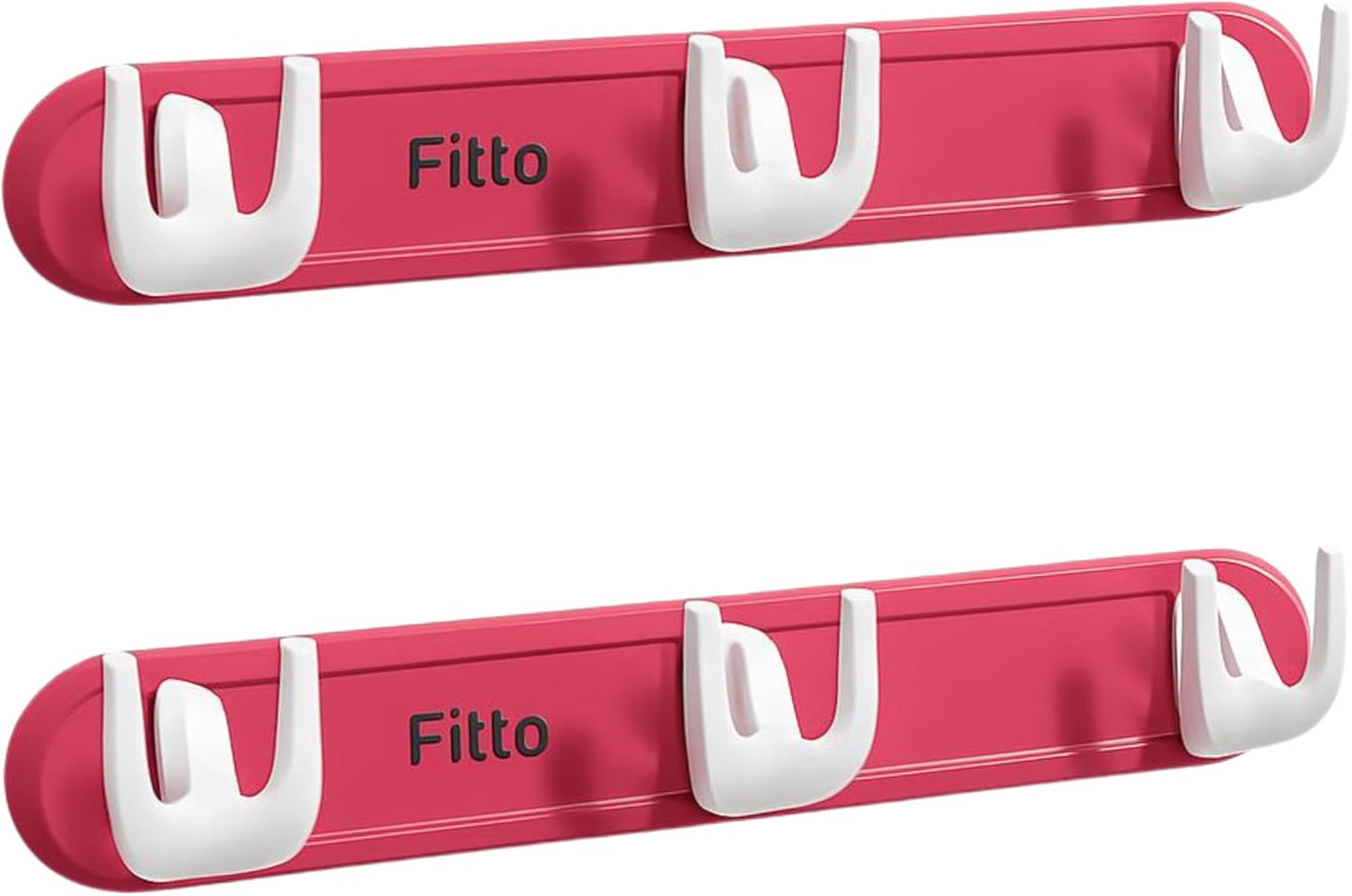 Wall-Mounted Slipper Rack – Rose Red – Large Size – 3 hook design - Pack of 2 – Holds 6 Pairs