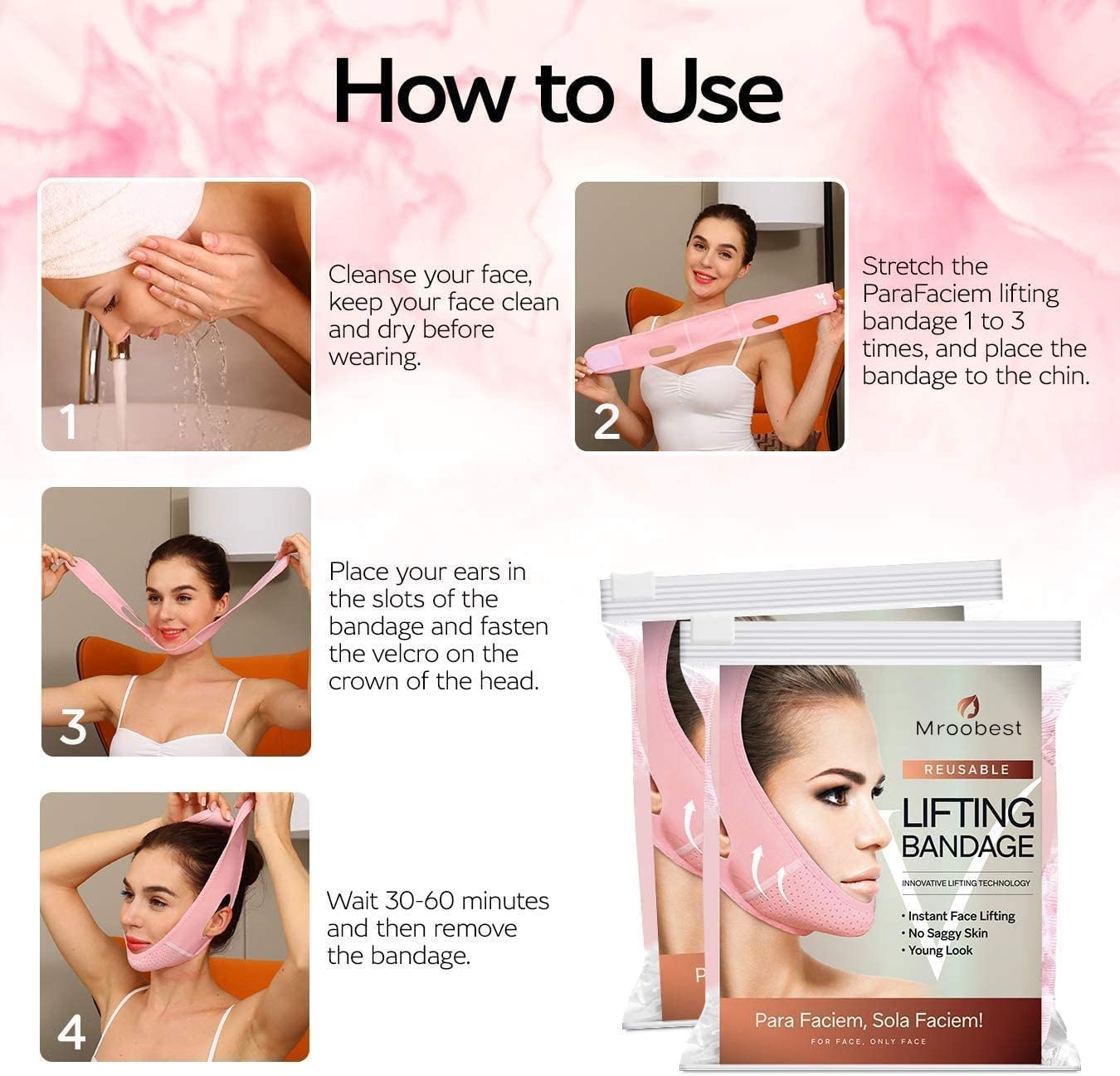 96 Pieces Reusable V Line Mask Facial Slimming Strap Double Chin Reducers (Adjustable – Comfortable – Skin-Friendly Face Lift Band for Firm Jawline and Toned Neckline – Unisex – Easy to Use)