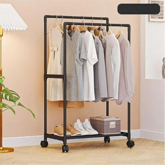 FITTO Portable Clothes & Shoe Organizer on Wheels – Multi-functional Mobile Storage Rack for Shoes and Clothing, with Rolling Casters for Easy Movement, Ideal for Bedrooms, Dorms, and Entryways