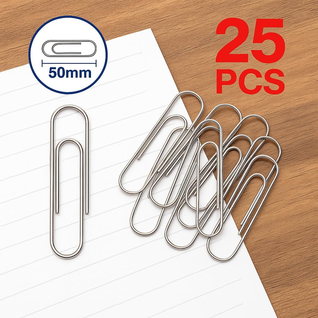 144 Pieces 25 Pieces Paper Clips (50mm Stainless Steel Office Clips)
