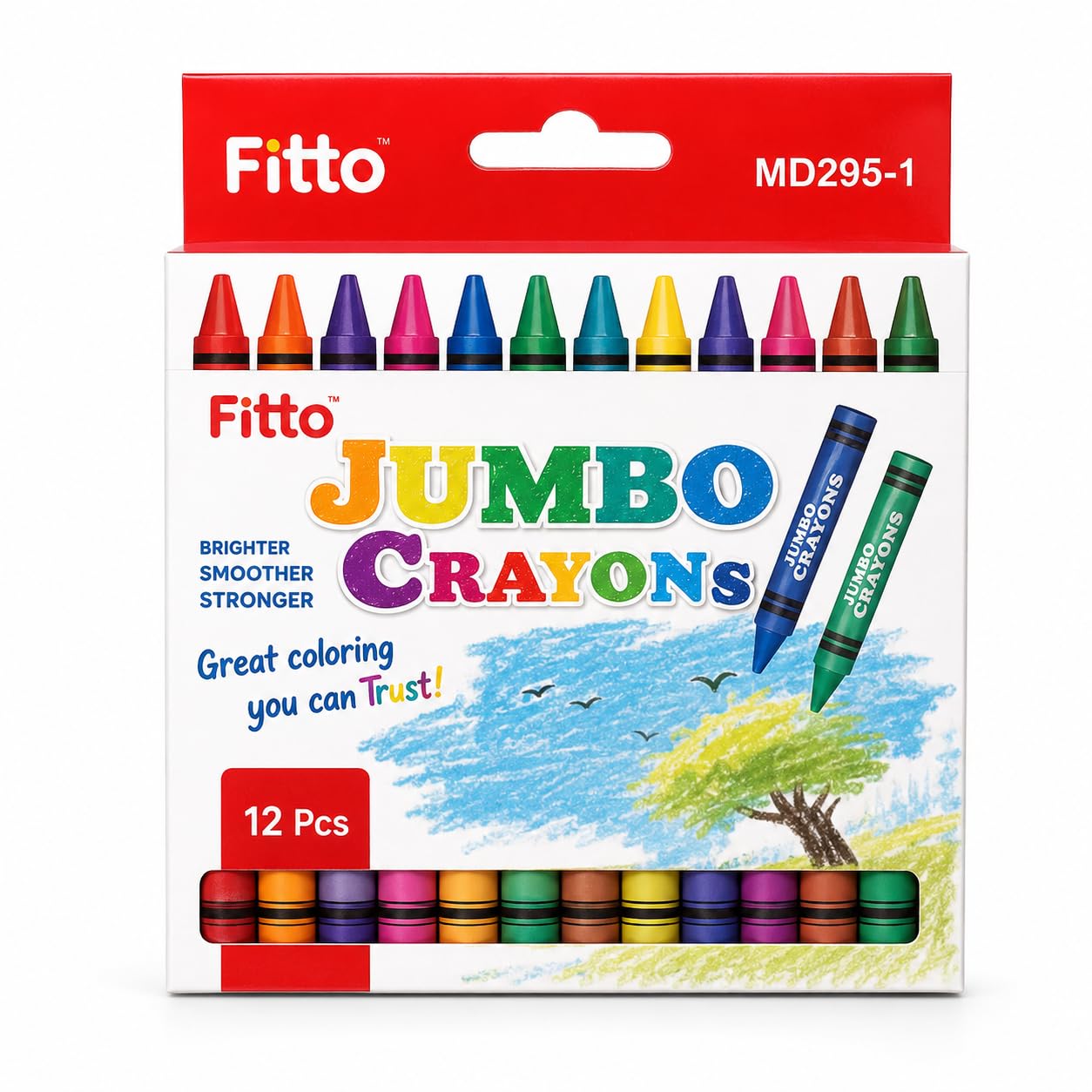 144 Pieces Jumbo Crayons (12-Piece Assorted Colors Set with Easy-Grip Thick Barrels for Drawing – Coloring and Craft Projects)
