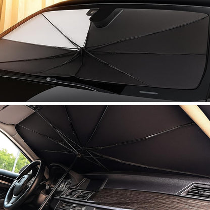 Car Windshield Sun Shade – UV Rays Protector, Foldable Reflector Umbrella Shield, Premium Heat Protection, Easy to Fold, Compact Design, Fits Most Vehicles