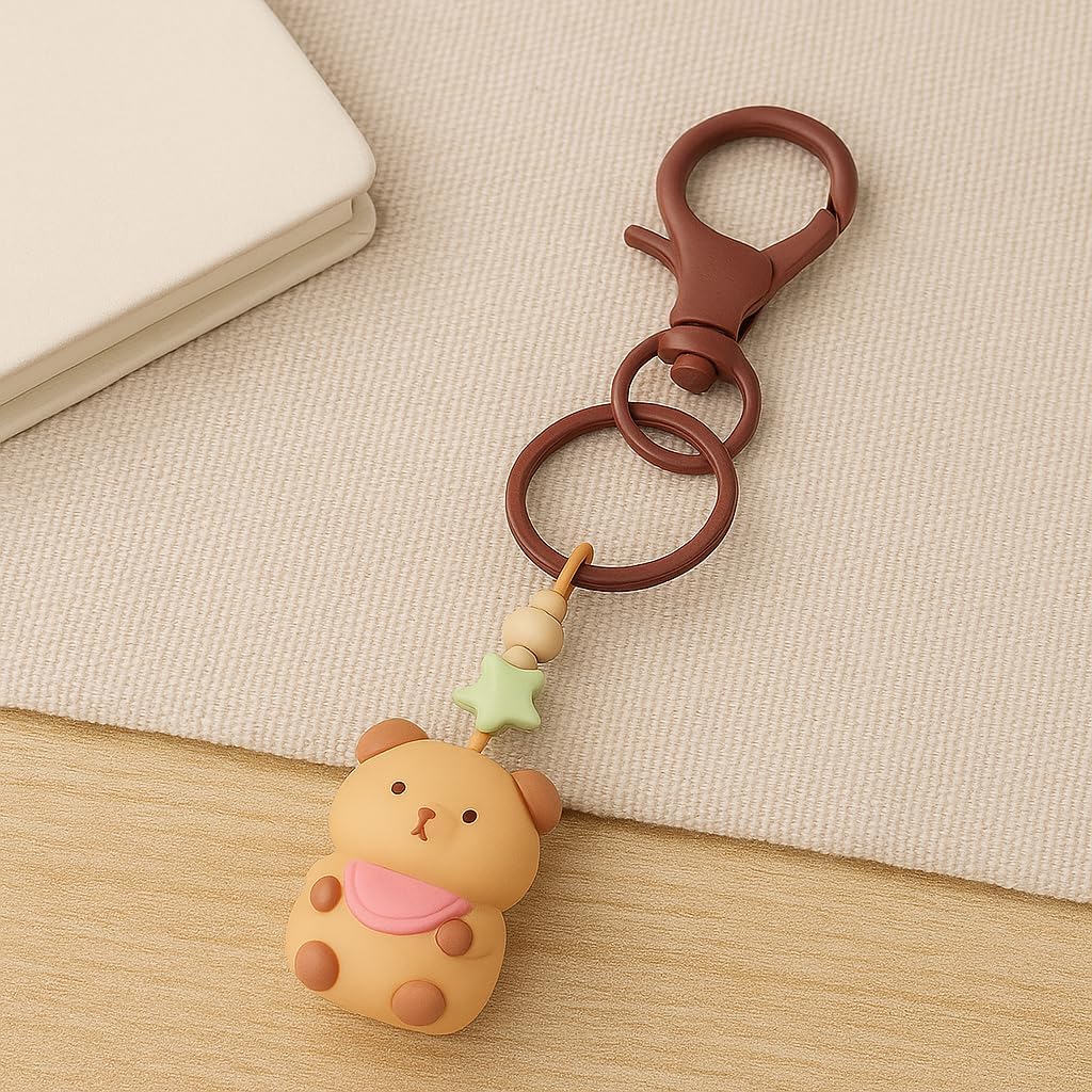96 Pieces Cat 3D Doll Car Keychain - Browns