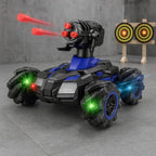 48 Pieces Remote Control blue Tanks with Shooting 180° Rotating Shooting & 360° Rotating Vehicle (climbing rock with shooting safety bullets – colorful LED car toy for boys – Blue)