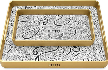 Dual-Compartment Serving Tray - 29x48cm and 23x39cm, Dual Serving Tray for Dining and Kitchen