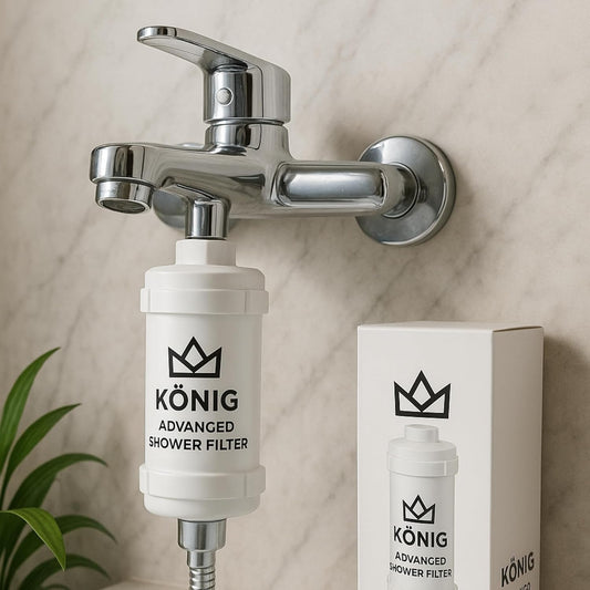 Konig Advanced Shower Filter for Hard Water – Removes Chlorine & Impurities – Protects Hair & Skin – Long Lasting, Easy Installation, Pack of 3