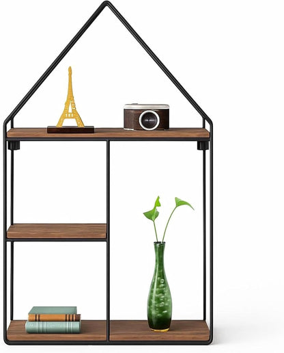 Metal Wire House Shaped Wall Display Shelf for Home Decor