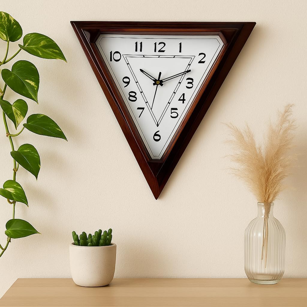 60 Pieces Triangle Shaped Wall Clock - Modern Geometrics (Silent Movement – Easy to Read – Minimalist Decor for Home and Office)