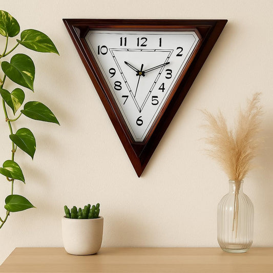 Triangle Shaped Wall Clock - Modern Geometric Design, Silent Movement, Easy to Read, Minimalist Decor for Home and Office