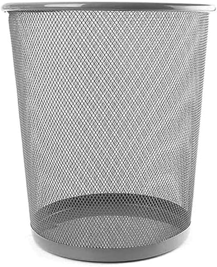 Fitto Grey Metal Waste Bin - Durable & Stylish Trash Can for Home, Office & Bathroom | Rust-Resistant, Easy-Clean Design | Compact Round Metal Garbage Bin for Indoor Spaces