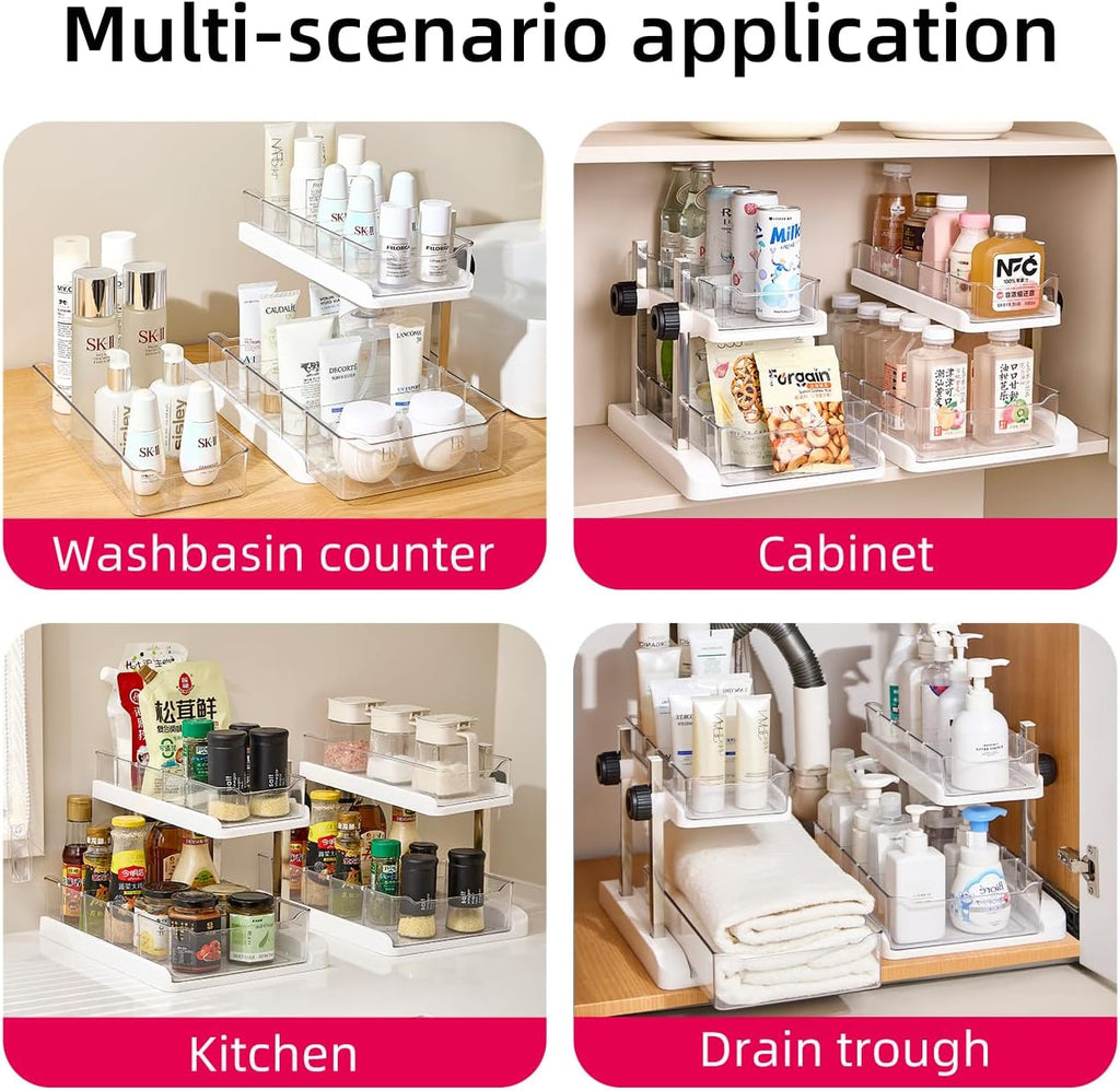 72 Pieces Multi-Tier Sink Storage Racks (White – Durable PET – PP & Stainless Steel – 36cm x 25.1cm x 26cm)