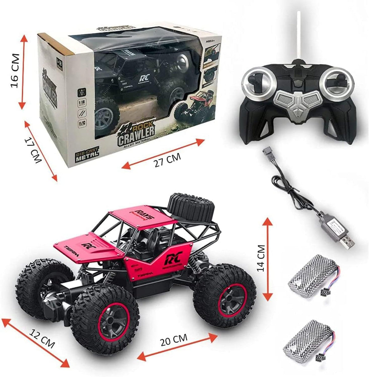 72 Pieces Remote Controls (2.4Ghz RC Truck 4Wd RC Monster Truck Powerful Rock Crawler Remote Control Car Off-Road Toys For Boys Red)
