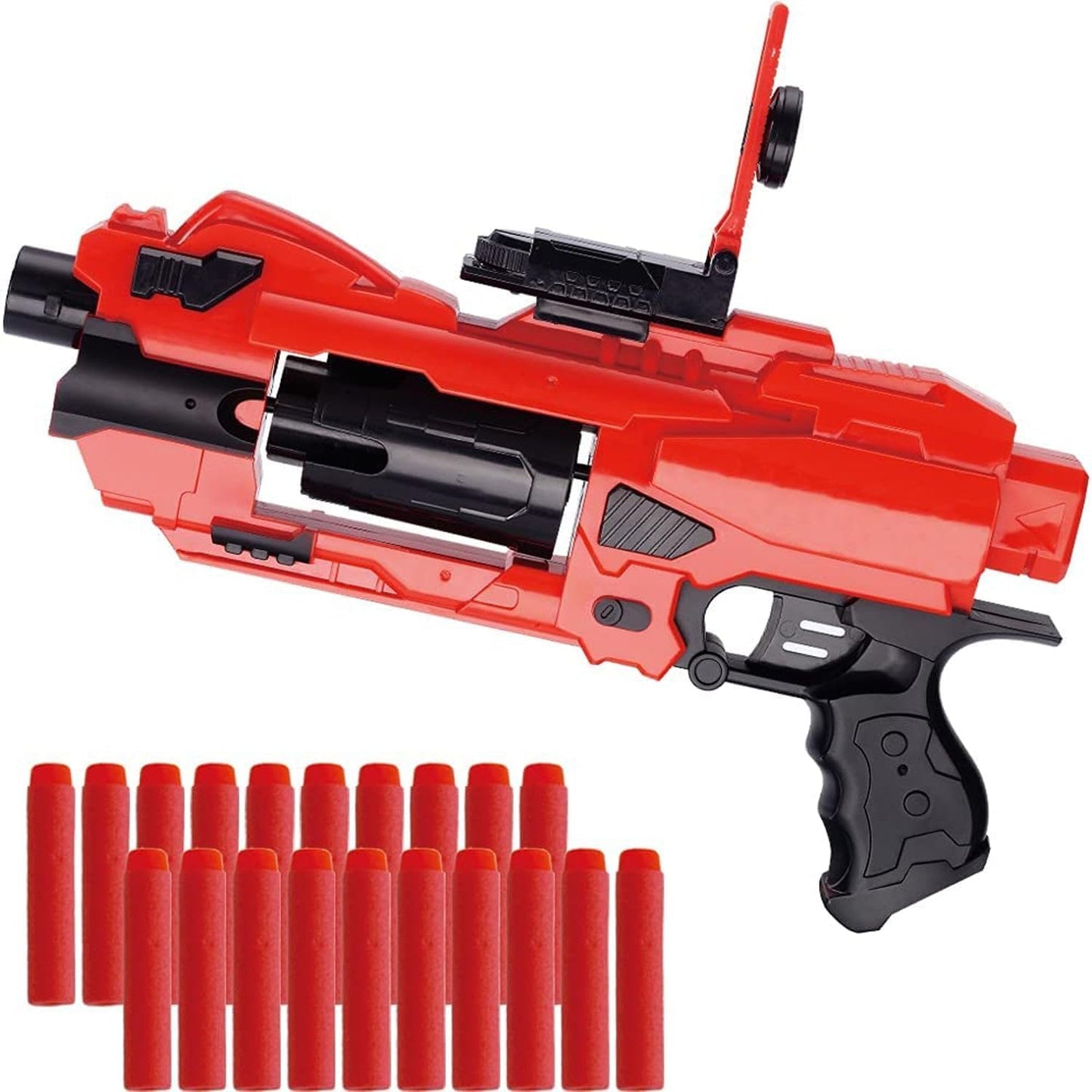 Automatic hand blaster gun with 20 soft blasters, 6-dart rotating drum, Gift for Youth, Teens, Adults