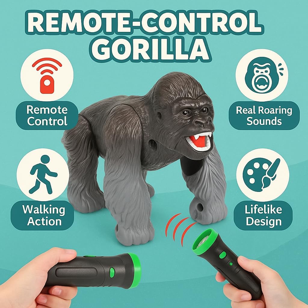72 Pieces Laser Remote Control Gorilla Toy - Life Likes with Moving Body (Sound and Light)