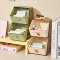 96 Pieces Stackable Desktop Storage Box - Brown and Cream -s (24.3cm x 17.1cm x 14.3cm - 2 Pack)