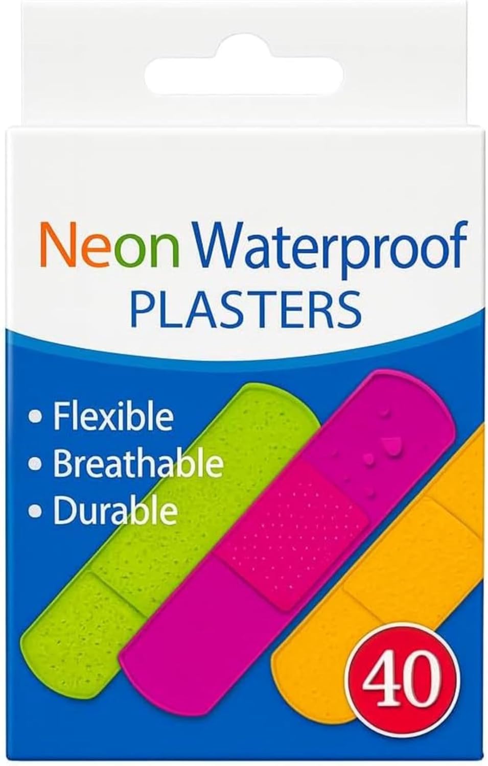 144 Pieces Neon Waterproof Plasters Assorted Colors - 40 Pack Adhesive Bandages Waterproof Band-Aids for Kids & Adults First Aid