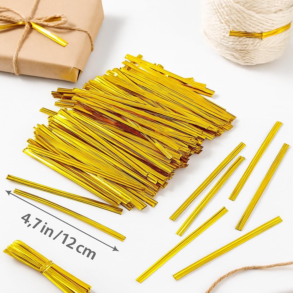 Golden Twist Ties 12cm - Multipurpose Cable Binder Fasteners