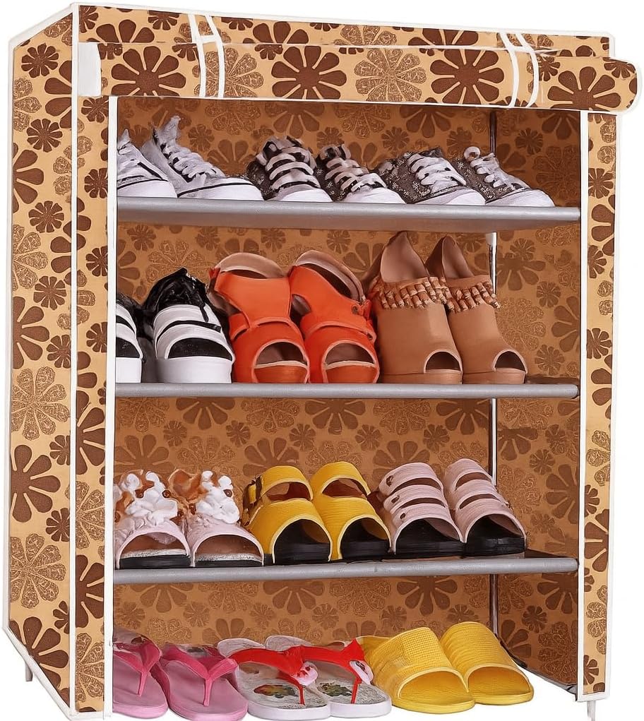 Cabinet Rack Storage Organizer - 4 Shelves, Durable Non-Woven Fabric for Efficient Home Organization