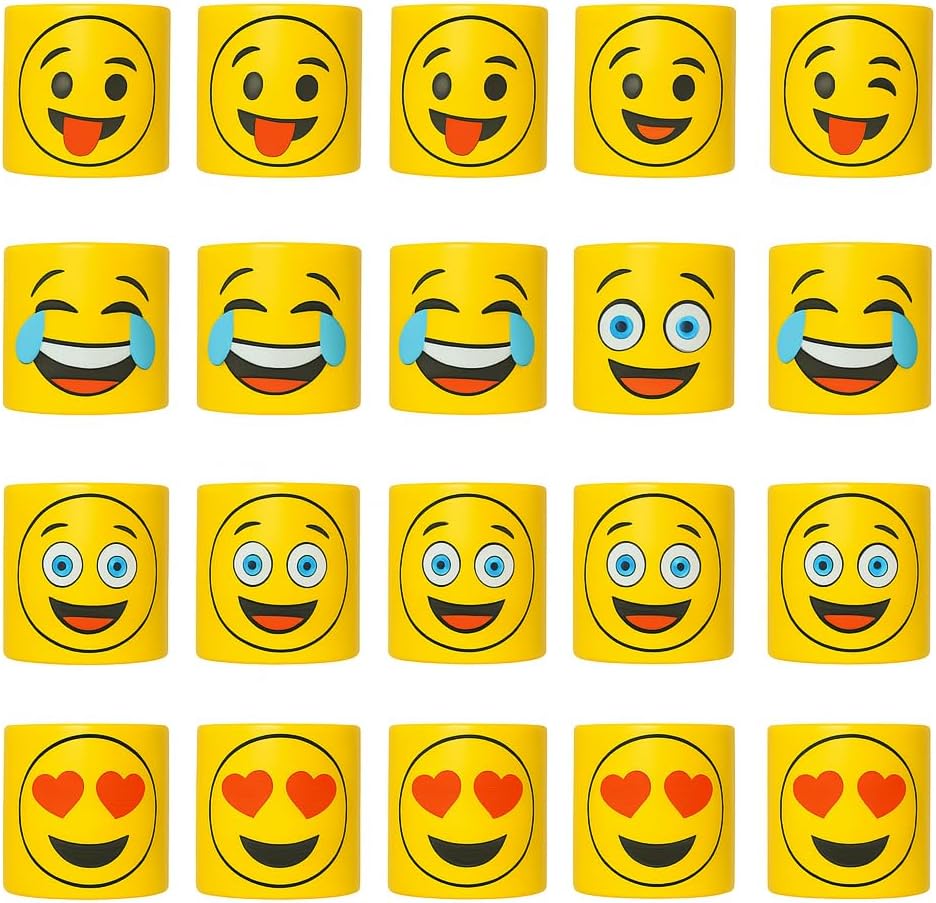 Mini Slinky Emoji Silly Faces Springs Toy – 24 Pack, Fun Party Bag Filler, Ideal for Kids' Birthday Party, Stocking Stuffer, Classroom Rewards, and Carnival Prizes
