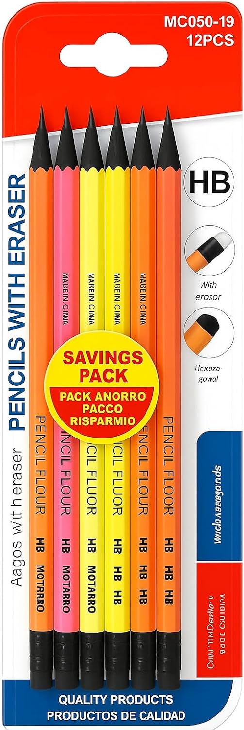 HB Pencil 19 cm, Ideal for Writing and Drawing, Pack of 12