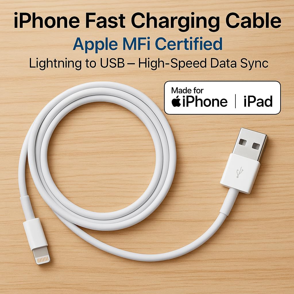 120 Pieces iPhone Fast Charging Cables (Apple MFi Certified – Lightning to USB – High-Speed Data Sync – Compatible with iPhone iPad – White)