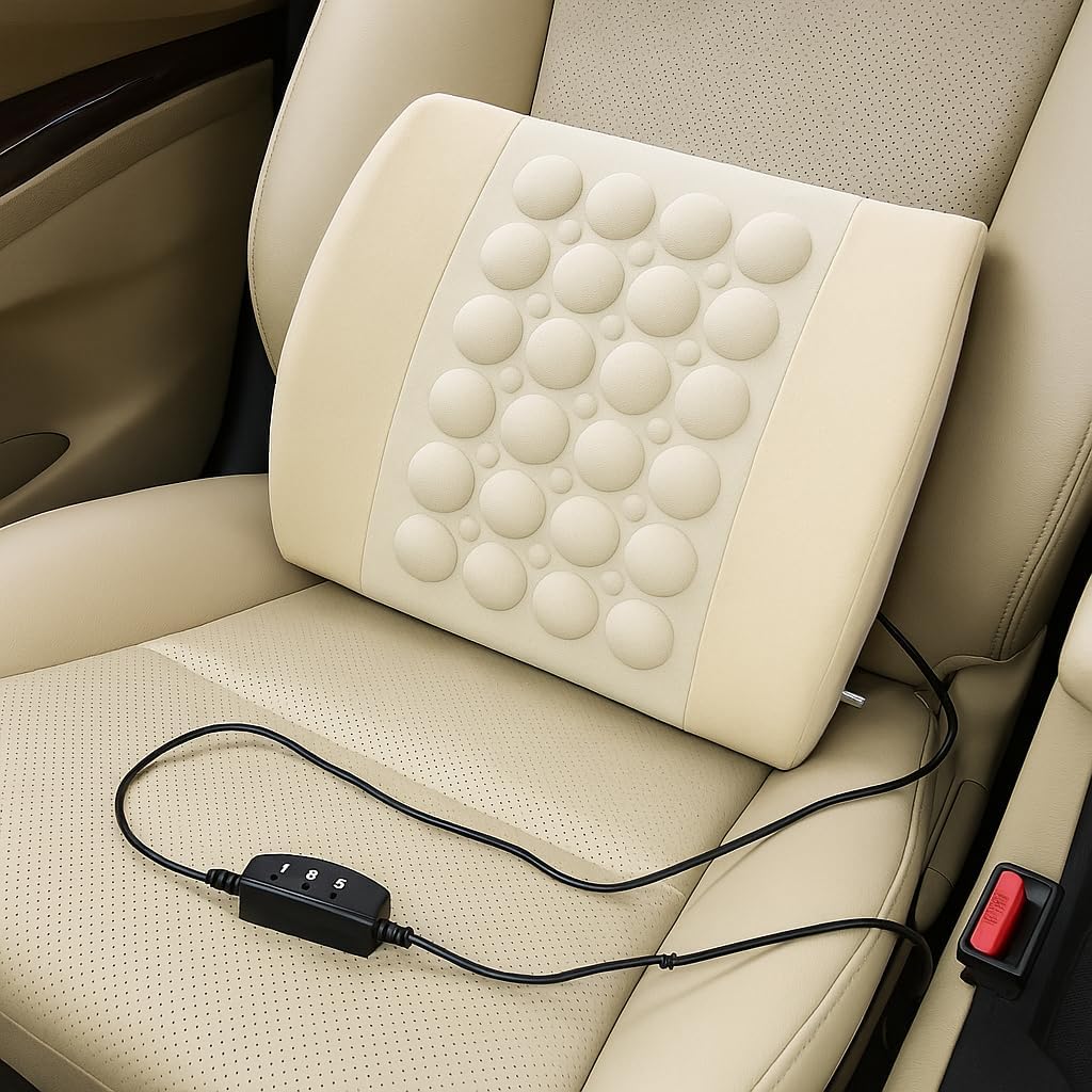 72 Pieces Car Seat Vibrating Massage Cushions For Backpain Relief and Comfort Drive (with car adapter – Beige)