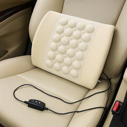 Car Seat Vibrating Massage Cushion For Backpain Relief and Comfort Drive, with car adapter, Beige