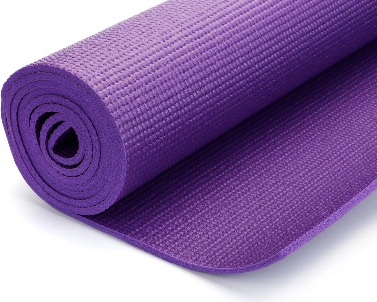 96 Pieces 4mm Thick Yoga Mats (61x183cm - Non-Slip – Eco-Friendly Purple Exercise Mat for Yoga – Pilates – Fitness – and Home Workouts - Extra Cushioning for Joint Support)
