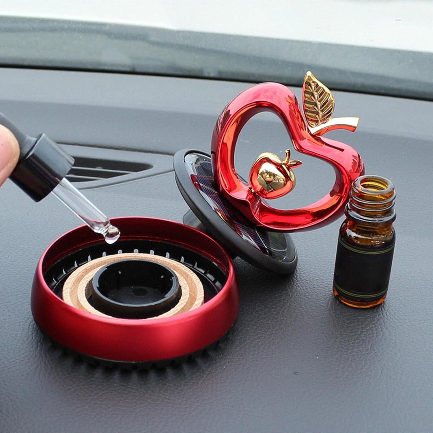 72 Pieces Apple Car Solar Perfumes (Air Freshener – Car Fragrance – Solar Rotating – Dashboard Accessories – Aluminum – Red)