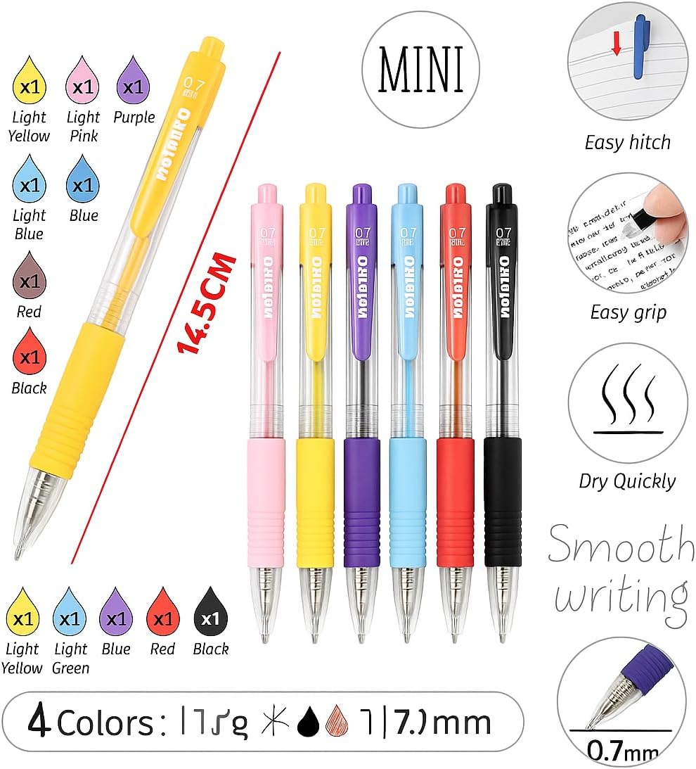 8 Pieces 0.7mm Ball Point Gel Pens Assorted Colors, 14.5cm Length