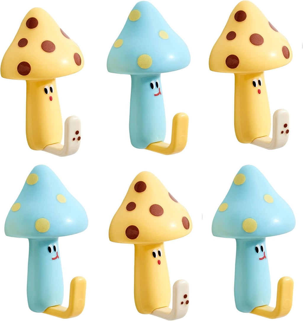 96 Pieces Mushroom Hook Sets (Fun Design in Pack of 6 - Blue and Yellow)