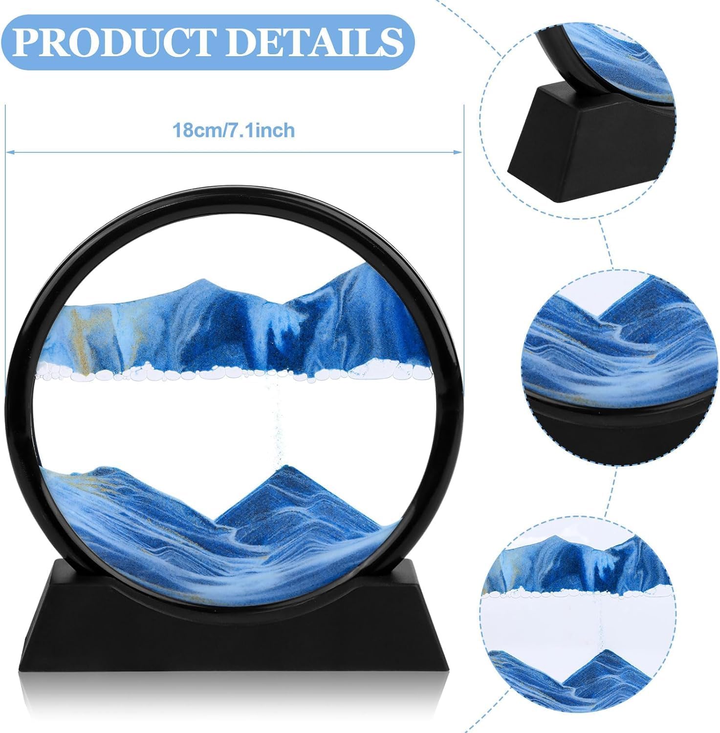 96 Pieces 3D Sand Glasses (7 Inches - Dynamic Art Sand Painting – Elegant Home Decoration – Stress Relief – High Transparency Glass – Artistic Sandscape for Desktop and Bookshelves)