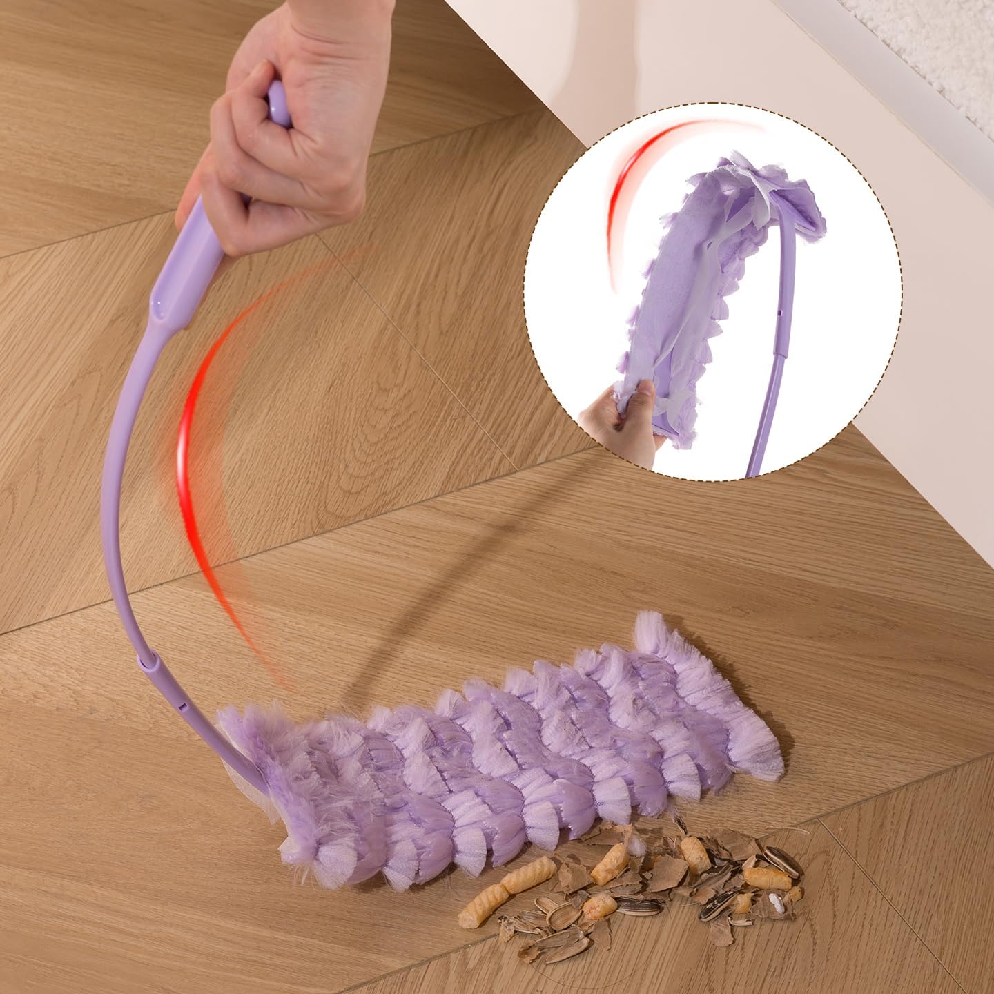 Under-bed Cleaning Tool with 1 Replacement Sheet - White & Purple
