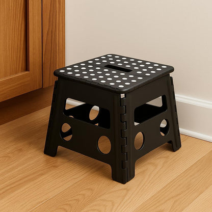 Folding Step Stool for Children & Adults - Lightweight, Multifunctional Plastic Design in Black, Portable and Sturdy for Home, Kitchen, Bathroom, and Outdoor Use