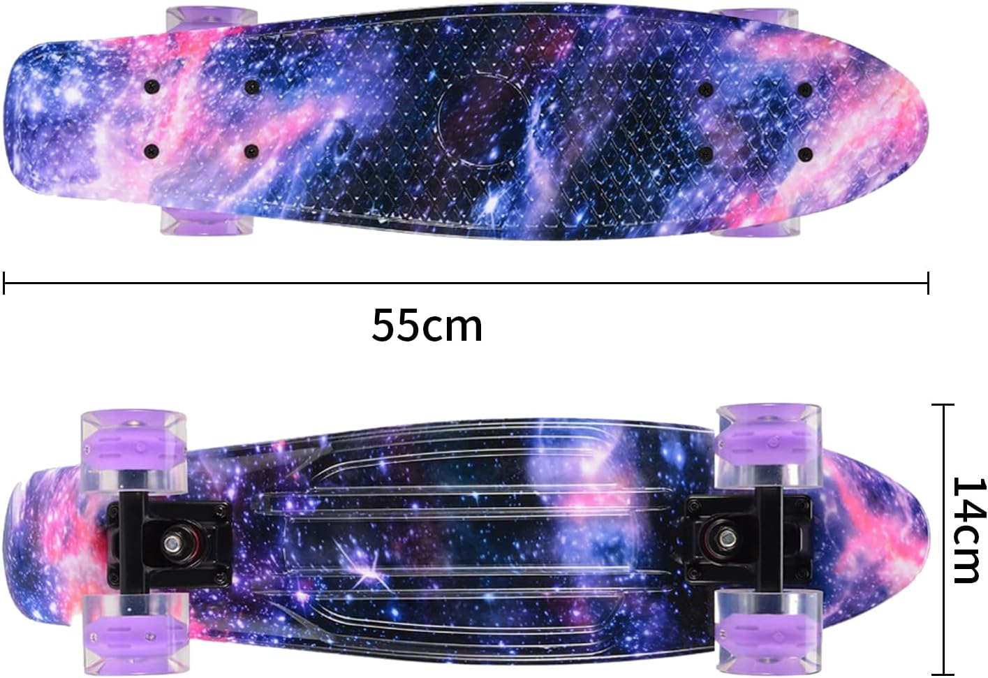 96 Pieces Mini Cruiser Skateboards with Wheels for Kids (Teens – Youths – colourful theme- Portable – Fun Skateboard 41x12cm)