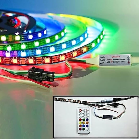 Fitto 16 Color LED Strip Lights with Remote Control, 5M Flexible RGB LED Light Strip for Home Decoration, Party, and Mood Lighting, Easy Installation and Energy Efficient