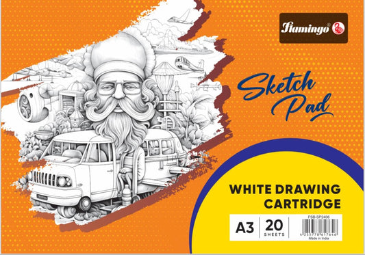 FITTO Premium White Drawing Cartridge Sketch Pad - 20 Sheets, Smooth 100 GSM Paper for Pencil, Charcoal, Ink & Watercolor - Acid-Free, Durable & Tear-Resistant - Ideal for Artists, Designers & Students