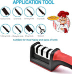 120 Pieces Knife and Scissor Sharpeners (3 Stage – 3-in-1 – Non-Slip Grip – For Knives – Red)