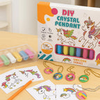 96 Pieces Unicorn Theme 6 Pendant Making Sets For Kids With Window Art Paint Non-Toxic Paint With Brushes